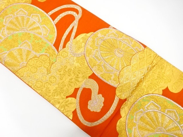 JAPANESE KIMONO / ANTIQUE FUKURO OBI / SILK / WOVEN GENJIGURUMA PATTERN 
